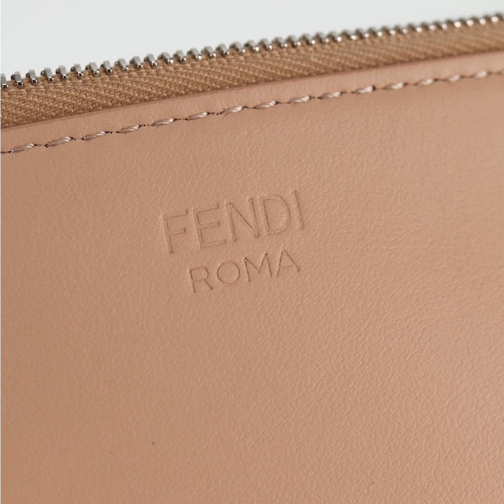 FENDI Zucca Canvas Triplet Clutch Bag Leather Beige Red Silver - Picture 4 of 15